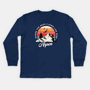 Aspen: Where the beer flows like wine - vintage design Kids Long Sleeve T-Shirt